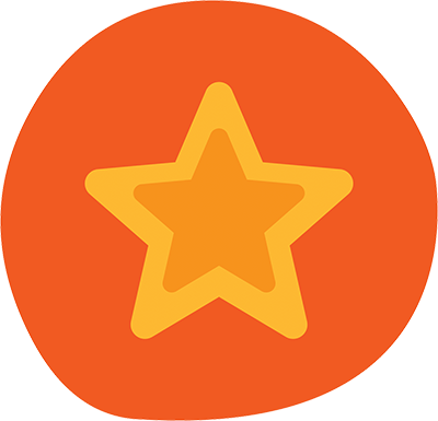 Ein orangefarbenes Icon mit einem gelben Stern in der Mitte