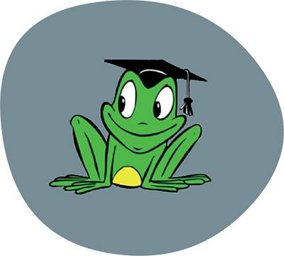 A dark gray icon with Fred the Frog in the middle