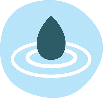 A light blue icon with a drop in the middle